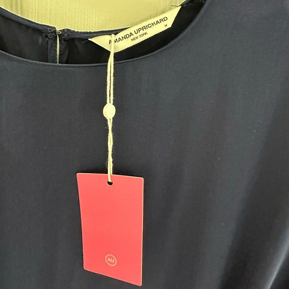 NWT Amanda Uprichard Copeland Tie Front Mini Dress Navy Blue Size Medium - Picture 6 of 9